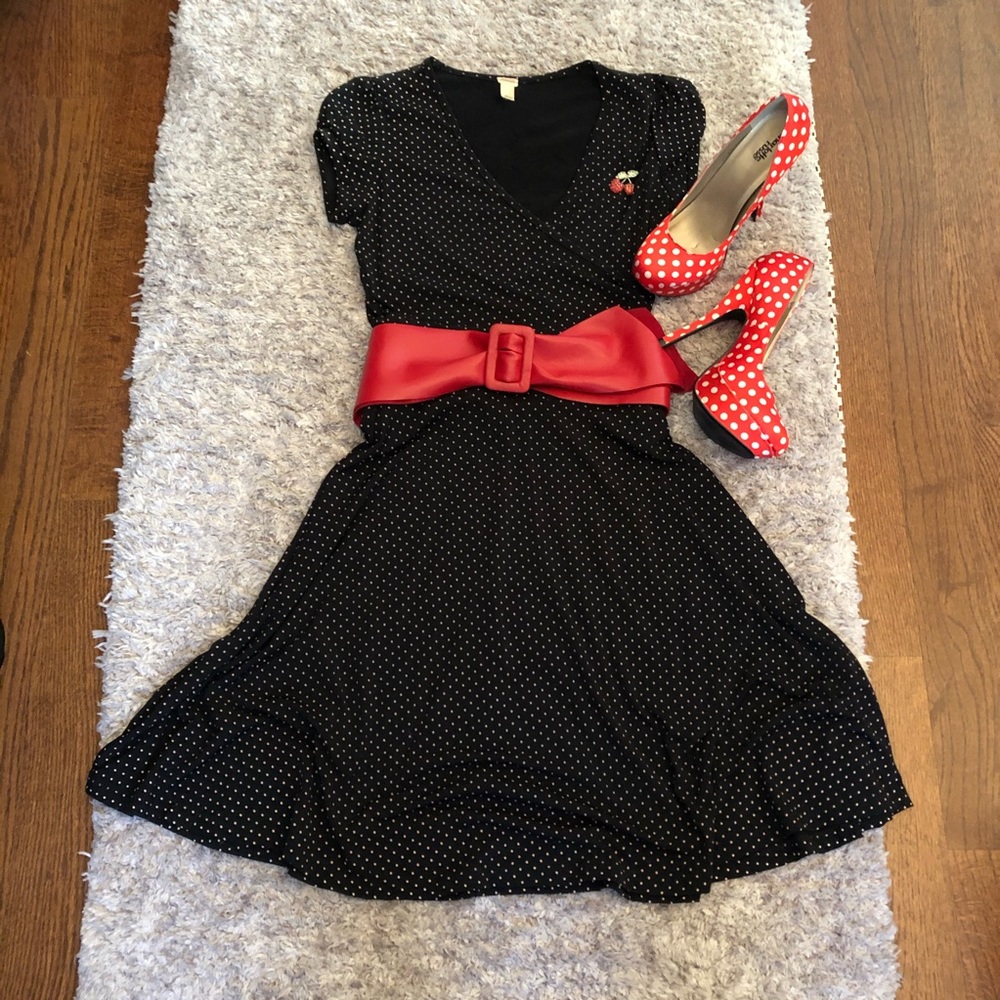 Black and white polka dot dress